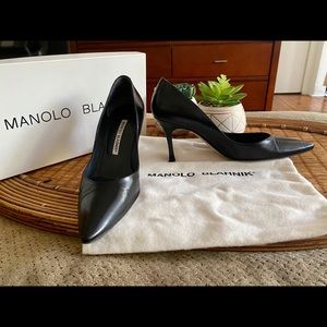 ✨Manolo Blahnik Black Bellano Pumps 5 1/2 B 35.5 B